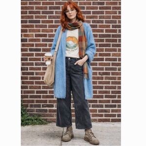 VTG ANDREW STEWART Mohair/Wool Jacket Blue Cardigan 1970’s Scotish Wool Vintage